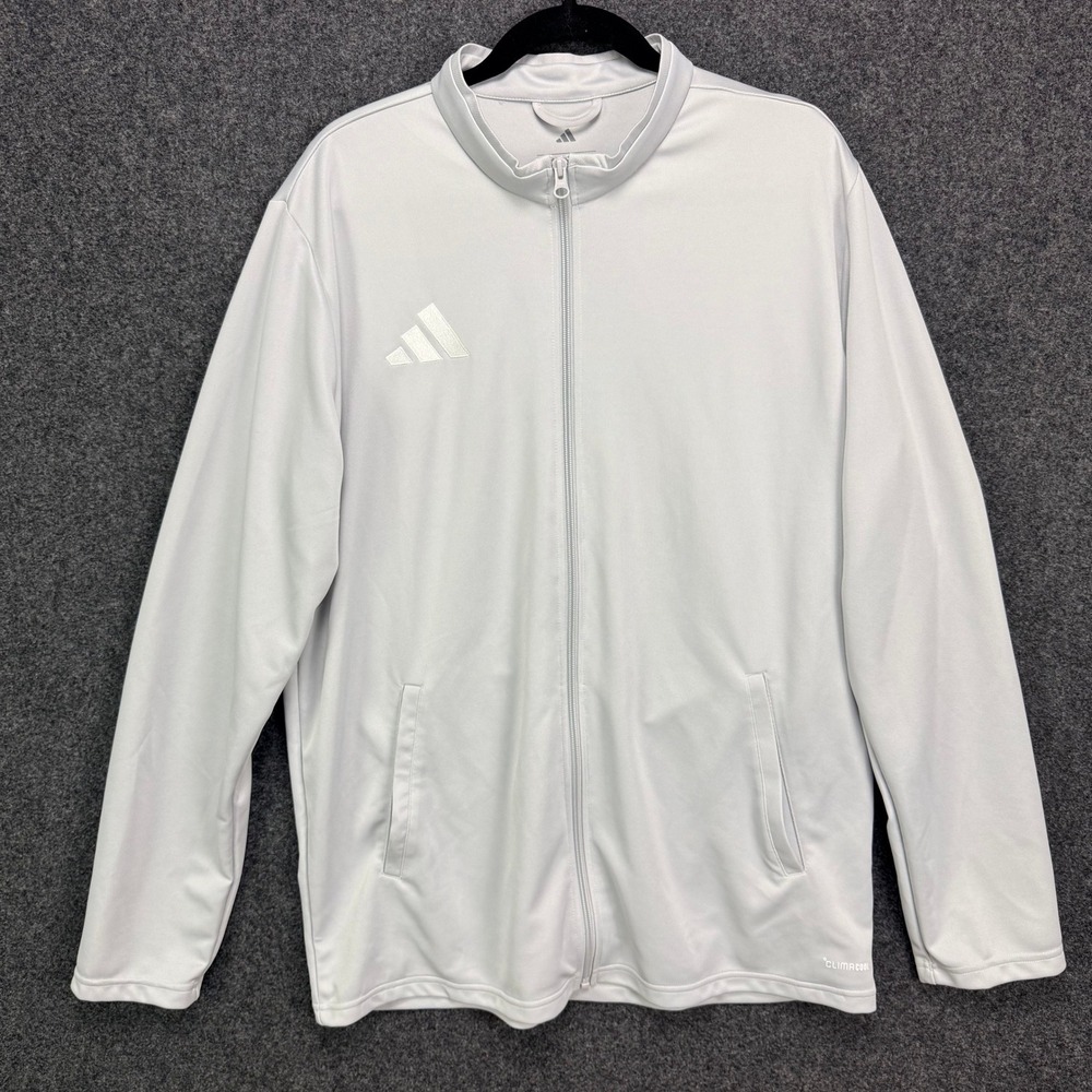 Adidas Entrada 26 Track Jacket Men XL ClimaCool Full Zip Light Gray Slim Fit